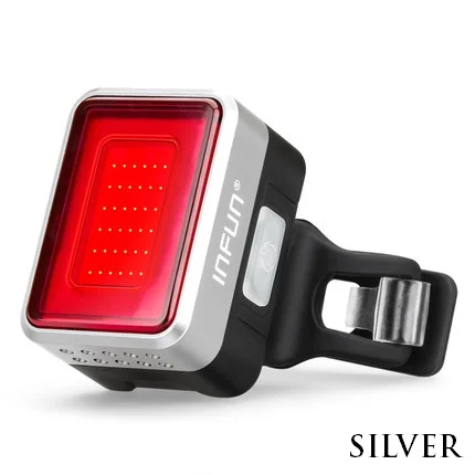 Silver INFUN велосипедный задний светильник для велоспорта автоматический тормоз индукционный задний светильник MTB USB зарядка дышащий светодиодный светильник для велосипеда - Цвет: Silver
