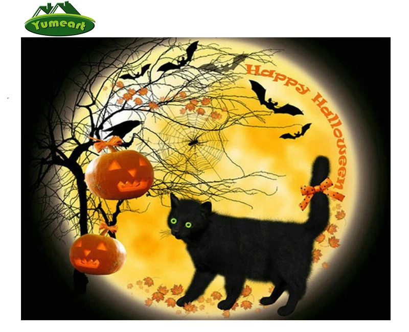 YUMEART DIY Алмазная вышивка крестиком мультяшная кошка Тыква значки 3D мозаика