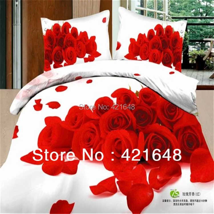Бесплатная доставка! Уникальное постельное белье из хлопка с красной розой