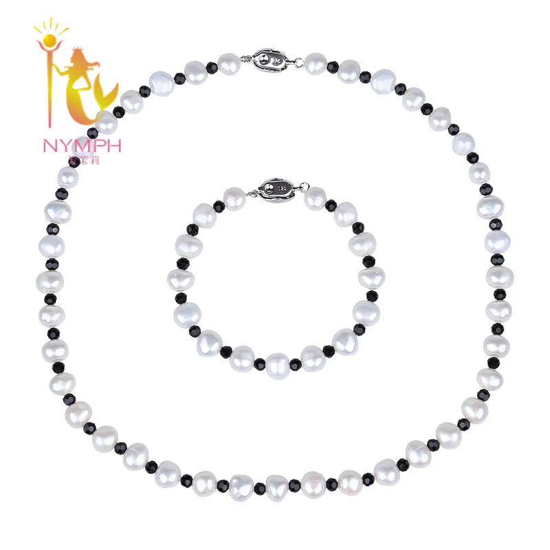 [NYMPH] набор ювелирных изделий из жемчуга настоящее ожерелье пресноводного