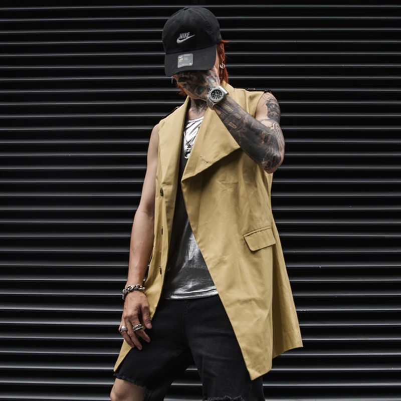 Men's Vest 2019 Fashionable Casual Punk Style Solid Single Breasted Night Club Evening Derss Costume Waistcoat Male | Мужская одежда
