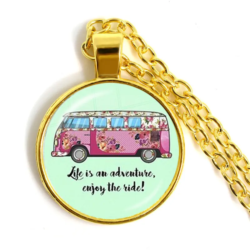 Милое ожерелье с автобусом мультяшный автобус цветок мощность винтажный