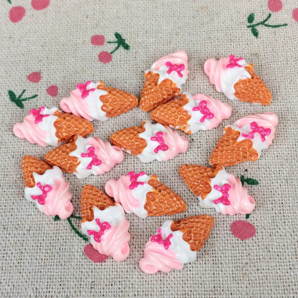 

10Pieces Flat Back Resin Cabochon Fake Food Cake DIY Flatback Embellishment Accessories Scrapbooking Decoration Craft:12*22mm