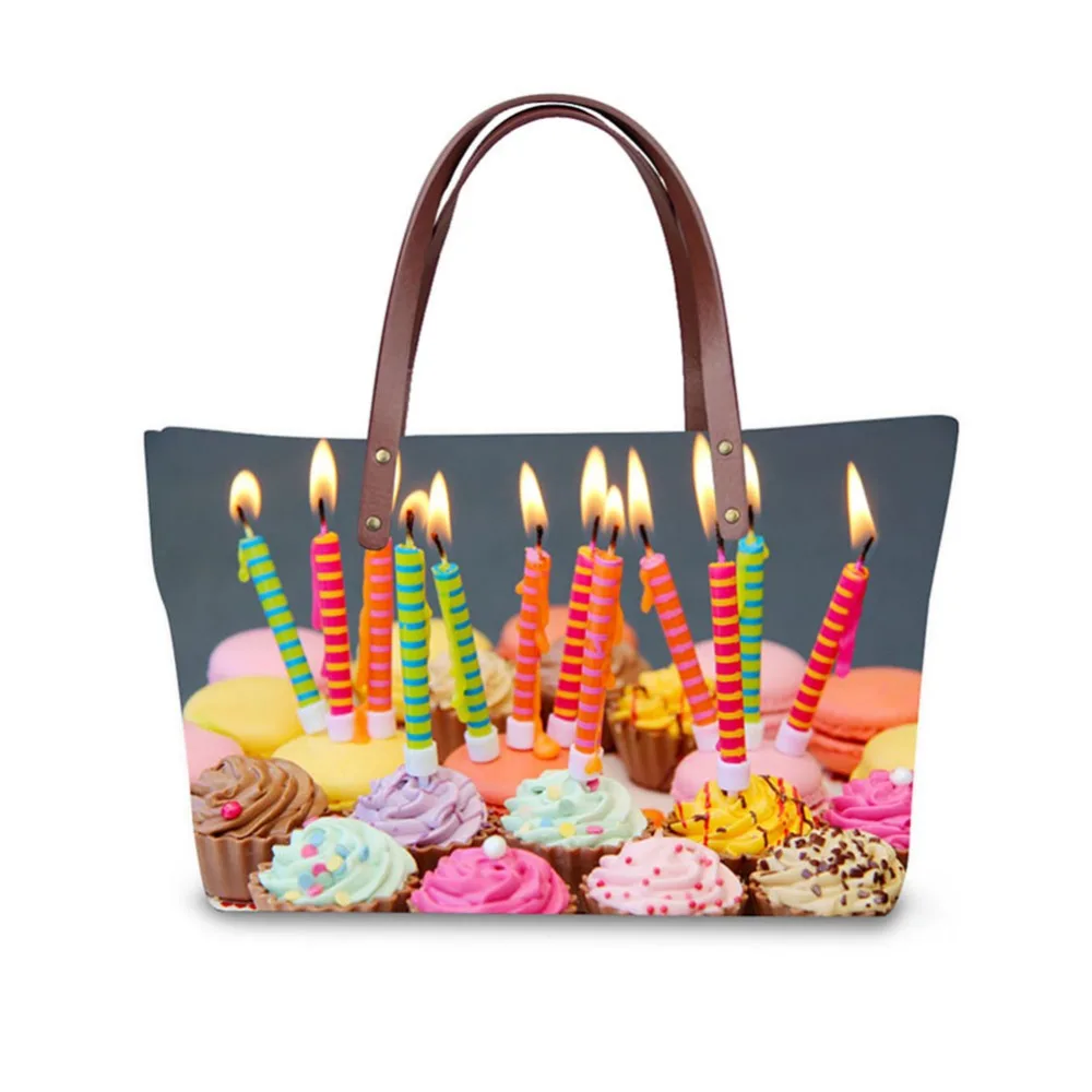 Дамская сумочка с кондитерским принтом торта женские сумки милым рисунком нот