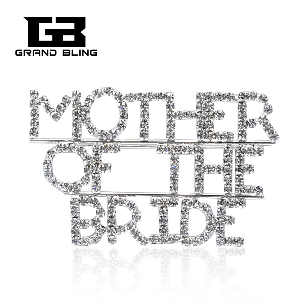 

Crystal Wedding Theme Jewelry Gift "MOTHER OF THE BRIDE" Brooch Pin