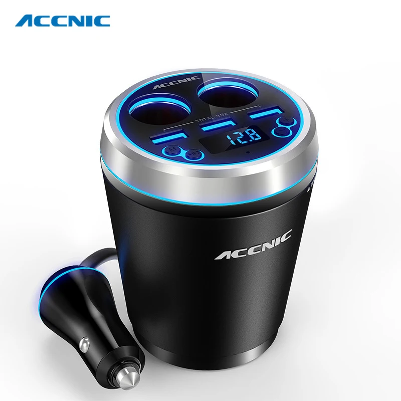 12-24 в автомобильный Bluetooth fm-передатчик 3 USB Автомобильное зарядное устройство адаптер с дисплеем напряжения тока автомобильный держатель для чашки 2 прикуривателя