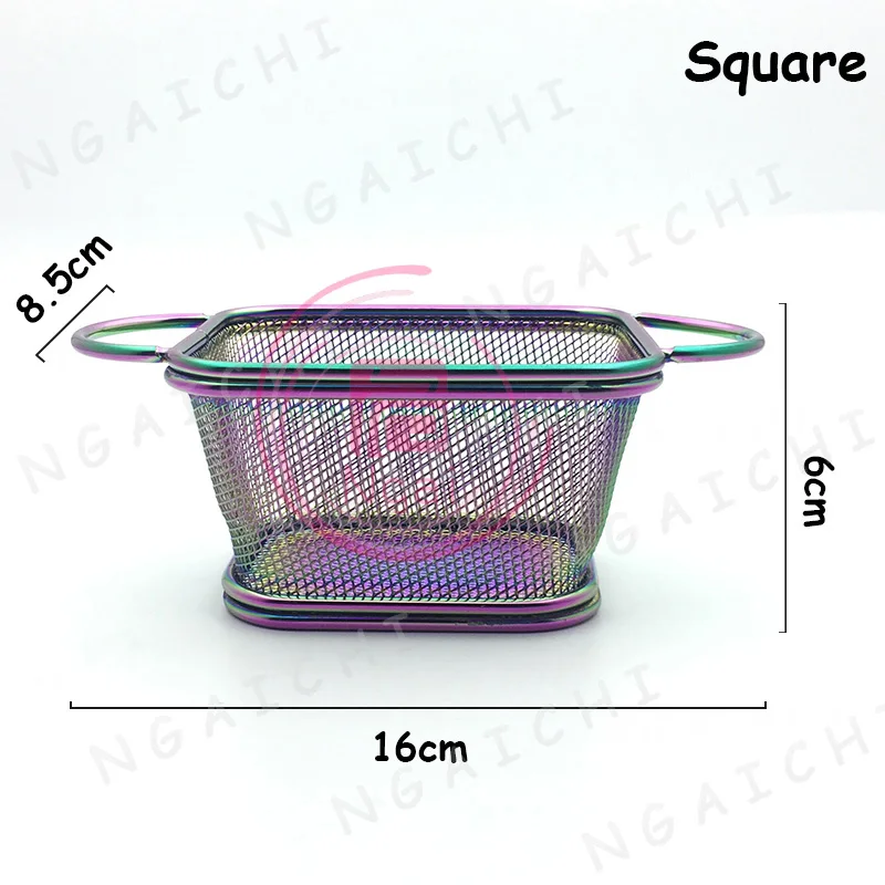 Square Радуга французский корзина для жарки картофеля фри Нержавеющая сталь поддоны для быстрого питания Ресторан хлеб картофель фри выступающей корзины Западной Еда контейнер - Цвет: Square