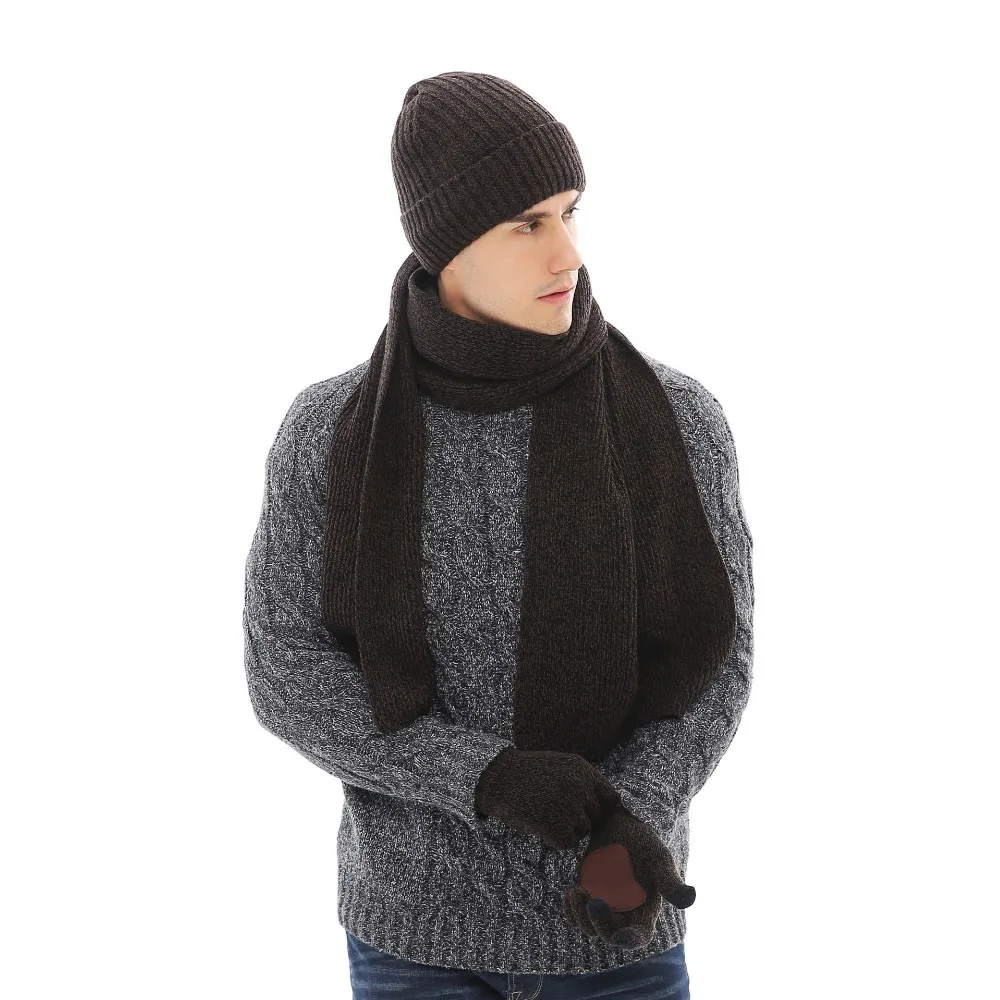 Новый модный шарф шапка и перчатки RUNMEIFA для мужчин теплые комплекты студентов