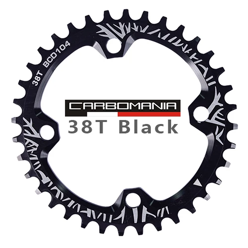 Велосипедная рукоятка MTB 104BCD круглая 32 T/34 T/36 T/38 T цепь кольцо узкий широкий велосипед цепь круг шатунная пластина запчасти для велосипеда - Цвет: 38T black