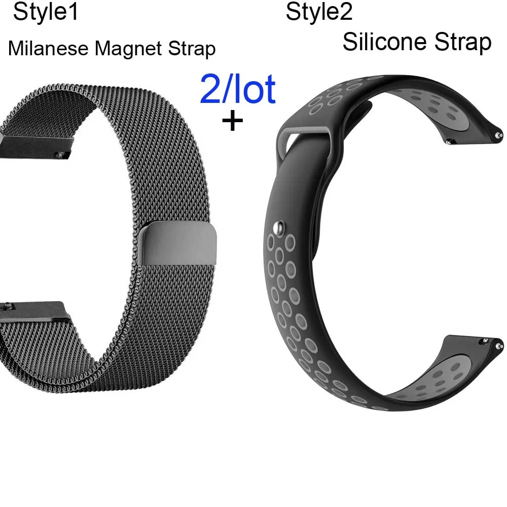 Black-Black grey Для Xiaomi Amazfit GTS браслет ремешок для часов Amazfit Bip ремешок для часов Amazfit GTR 42 мм Миланская нержавеющая сталь 20 мм силиконовый ремешок - Цвет: Black-Black grey