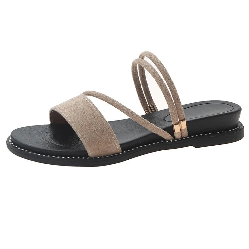 Женские сандалии с перекрестными ремешками Летняя обувь на плоской подошве со