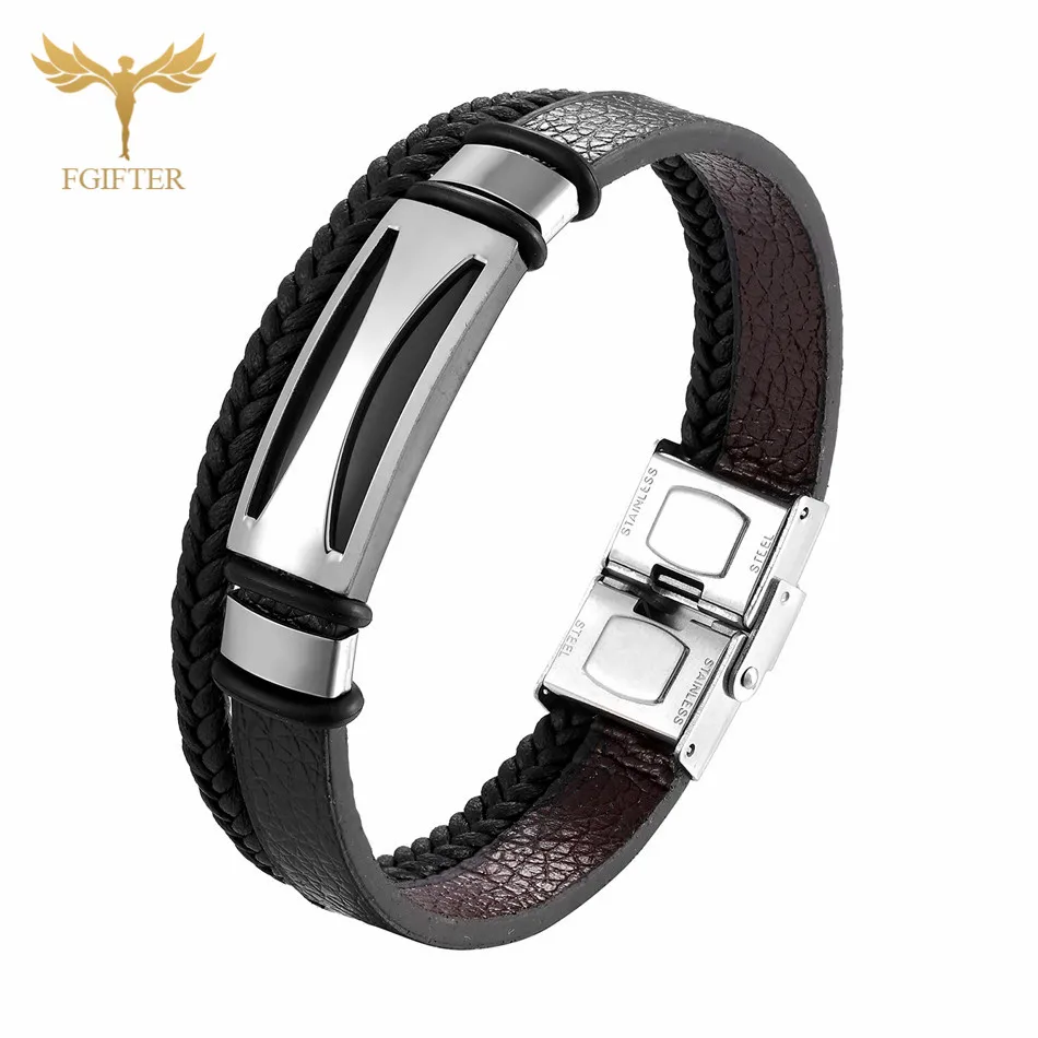 Multi Layer bracelet Многослойная кожа браслеты для мужчин и женщин из нержавеющей стали манжеты браслеты Casua браслет ручной работы браслет ювелирные изделия аксессуары кожаные браслеты мужские - Metal Color: Multi Layer bracelet