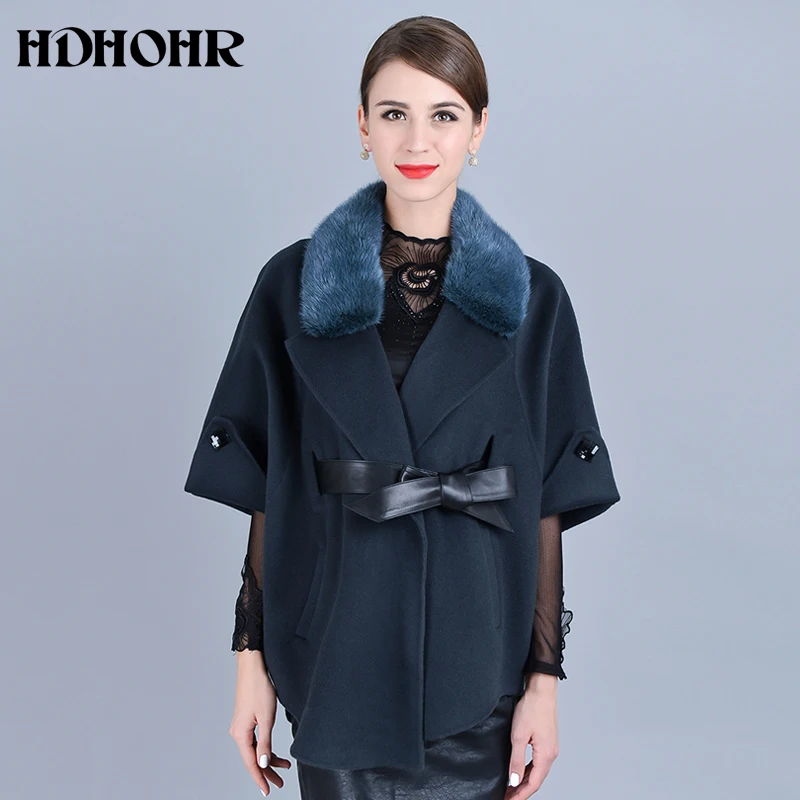 Лидер продаж 2019 Кашемировое Пальто HDHOHR женская зимняя куртка с воротником из