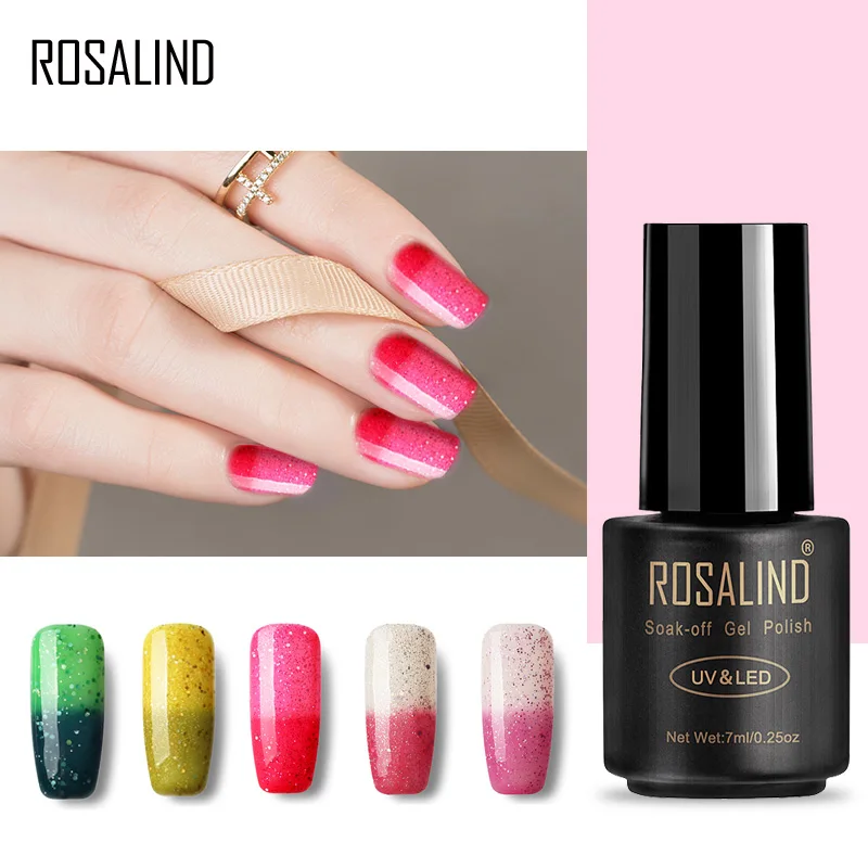 Черная бутылка для ногтей ROSALIND Gel 1 S 7 мл хамелеон изменяющийся от температуры