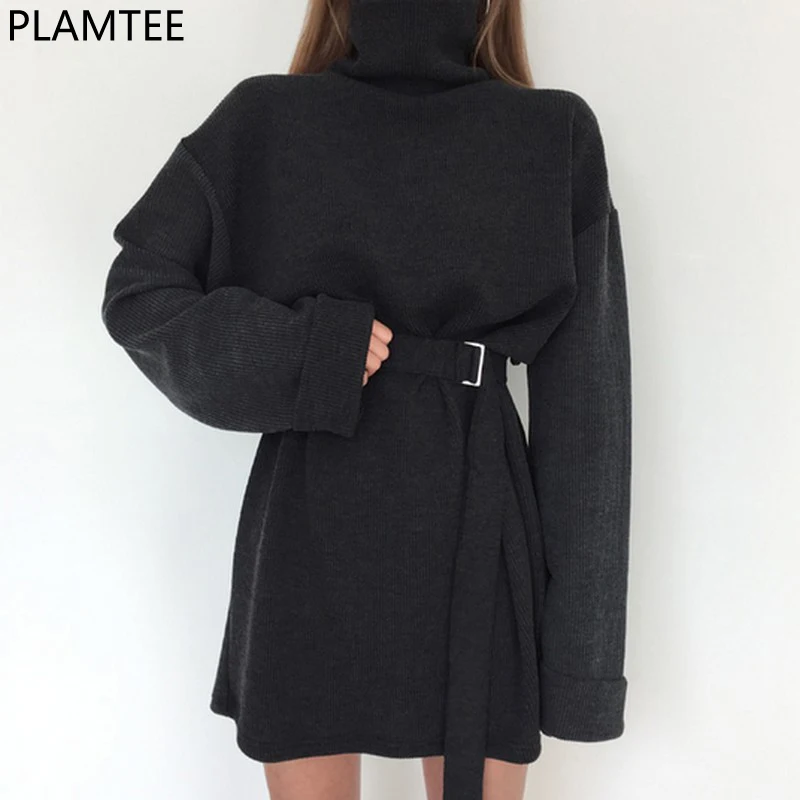 PLAMTEE Женская винтажная повязка платье свитер новые сексуальные мини платья