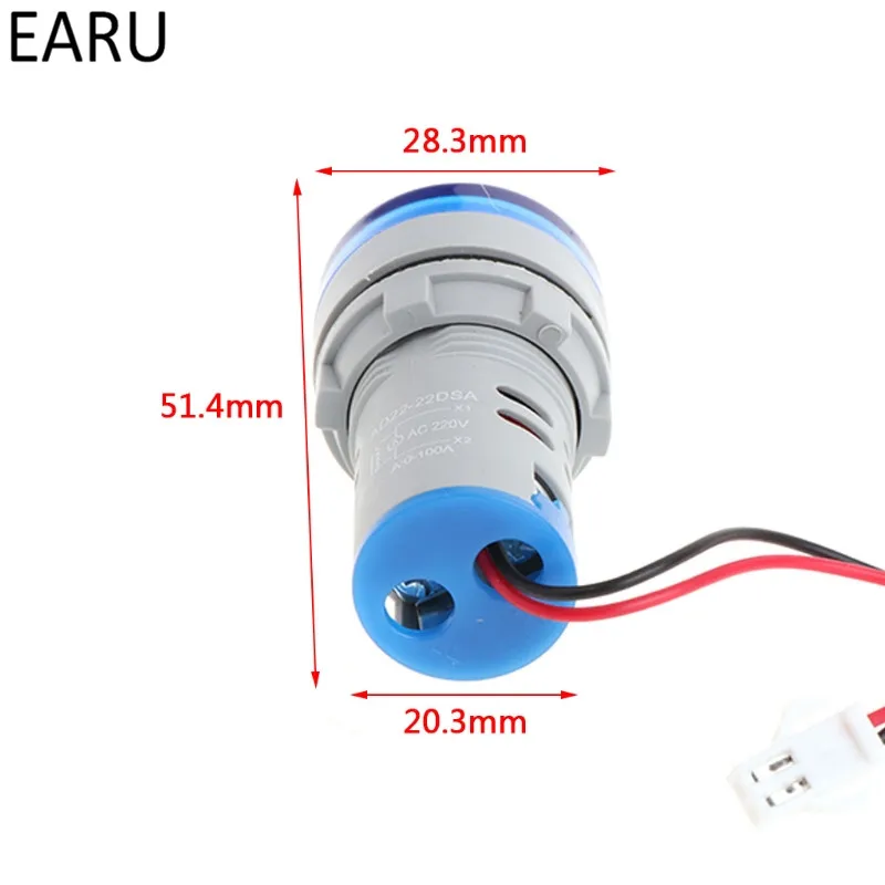 DIY 220V AC 22mm Digital Display Ampermeter Monitor Current Indicator Signal Light Ammeter Tester Measuring 0-100A Ampere Meter |