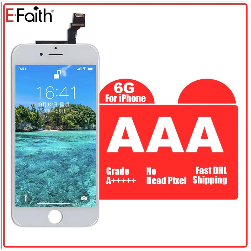 White AAA 6G 20 шт./лот, класс AAA, 4,7 дюймов, ЖК-дисплей и сенсорный экран, дигитайзер для Apple iPhone 6, 7, 8, 6G, 6 S, 7G, 8G, черный, белый, быстрая - Цвет: White AAA 6G