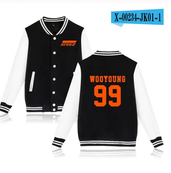 025 KPOP ATEEZ альбом Hongjoong Seonghwa Yeosang San Mingi Wooyoung бейсбольная форма на молнии Женская флисовая куртка мужская толстовка с капюшоном - Цвет: 025