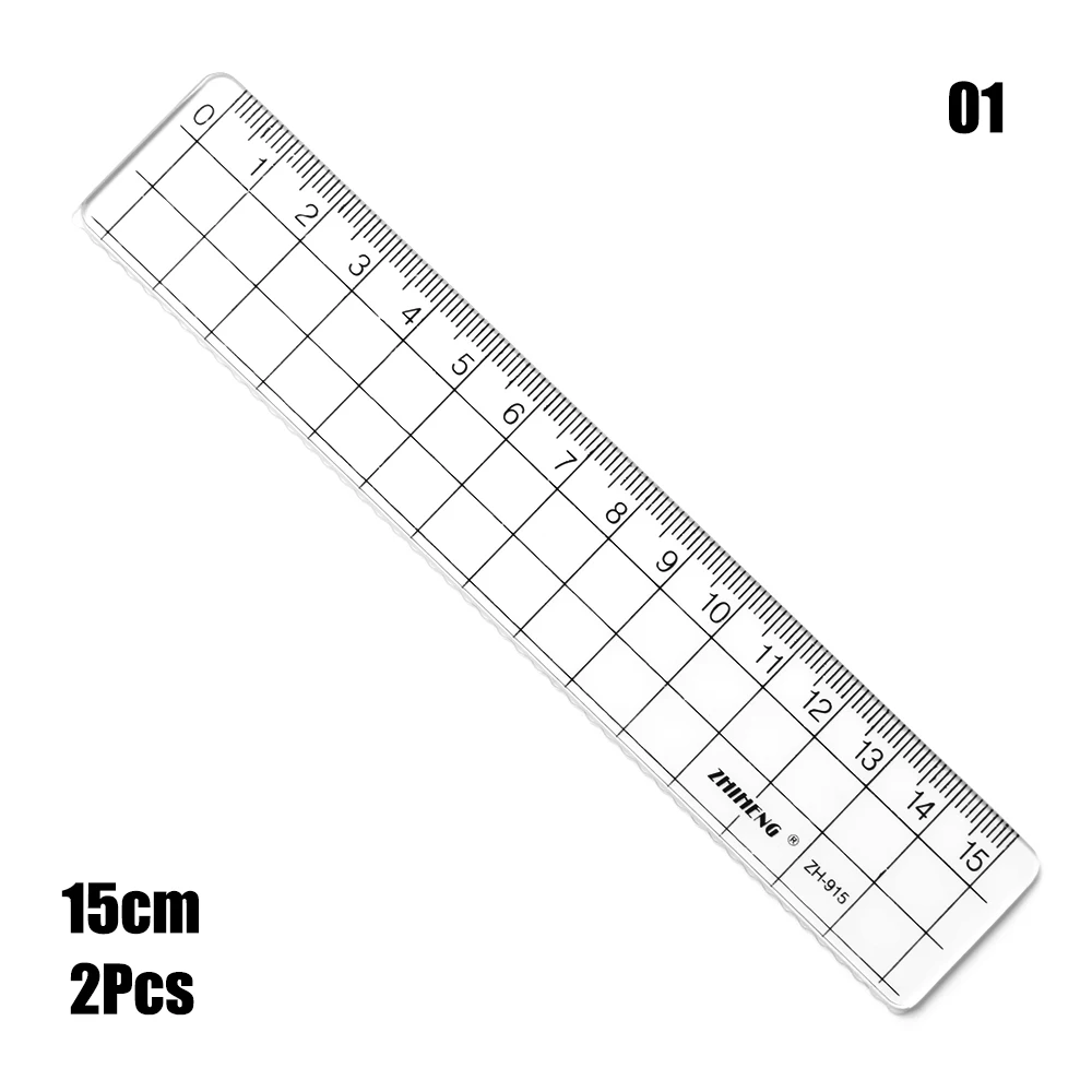 15cm Комплект из 2 предметов простой акриловая линейка 15/18/20 см с прозрачным квадратным Линейка Канцелярские узнать чертежные принадлежности - Цвет: 15cm