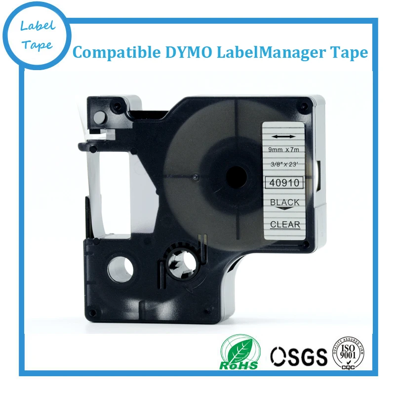 3PK/лот 9 мм черный на прозрачном Dymo D1 LabelManager клейкая ламинированная
