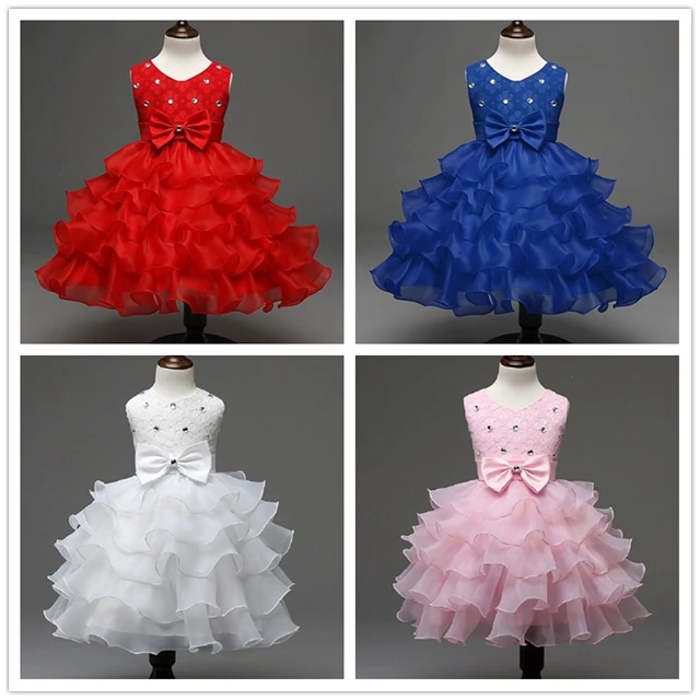 2017 новое многослойное платье для маленьких девочек принцессы с бисером милое