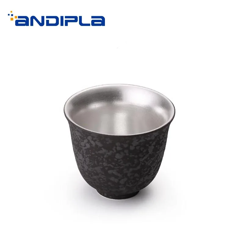 Винтажная чайная чашка в японском стиле керамическая черная грубая керамика