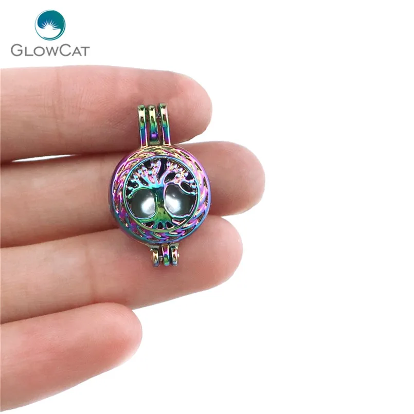 C23 5pcs/lot Rainbow Color 22mm Life Tree Pearl Cage Pendant Locket Fairytale Party | Украшения и аксессуары