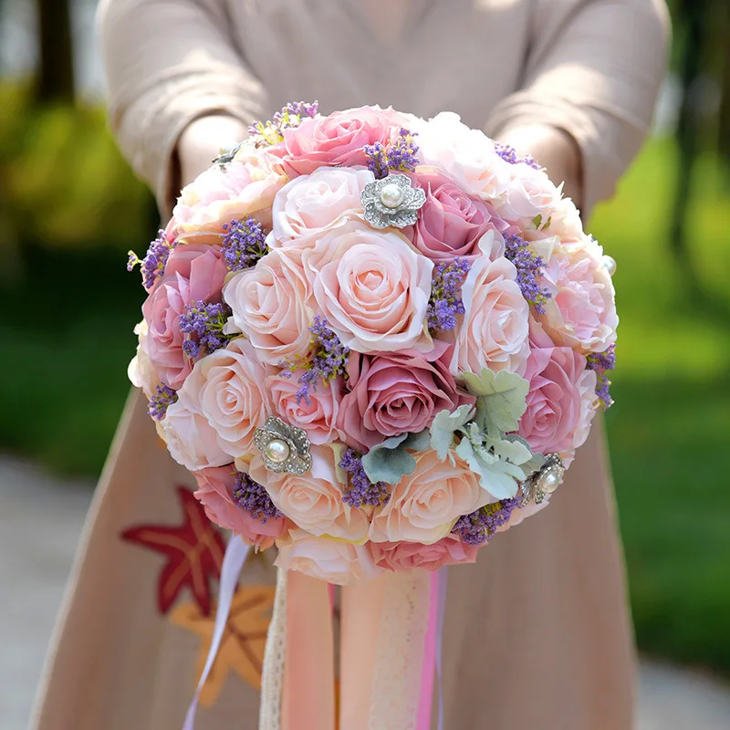 Свадебный букет ручной работы высококачественный Романтический из роз невесты