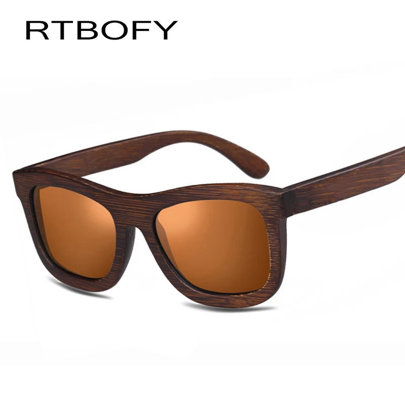 RTBOFY деревянные солнцезащитные очки для мужчин и женщин бамбуковые фирменного