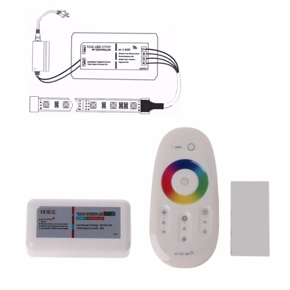 DC 12V 24V RGB LED контроллер + 2 4G RF сенсорный экран пульт дистанционного управления для