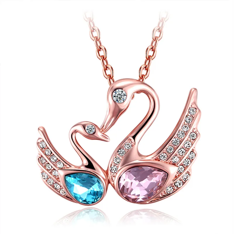 Swan pendant necklaces new women jewelry rose gold color gift for love's or anniversary/wedding gifts with Austrian Crystals | Украшения