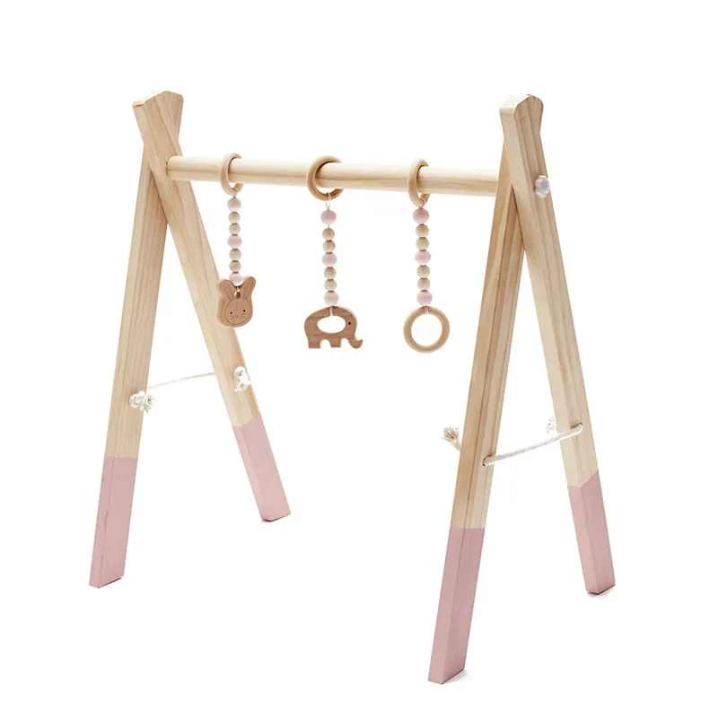Pink Incloud Toy Деревянные детские аксессуары для тренажерного зала и игры в тренажерный зал погремушка игрушка набор рамка детский Декор Монтессори сенсорные детские игрушки-погремушки Подарки для ребенка - Цвет: Pink Incloud Toy
