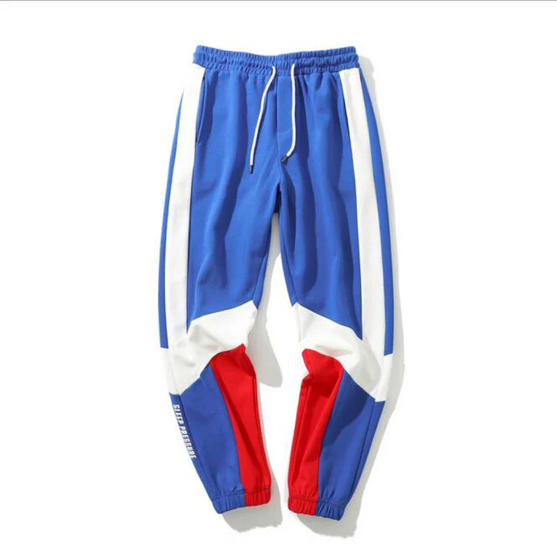 Мужские спортивные брюки в стиле хип-хоп темно-синие повседневные подходящие по