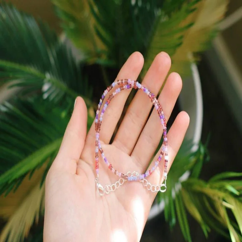 Женское колье с фиолетовыми бусинами простой изящный чокер в стиле бохо|Колье| |