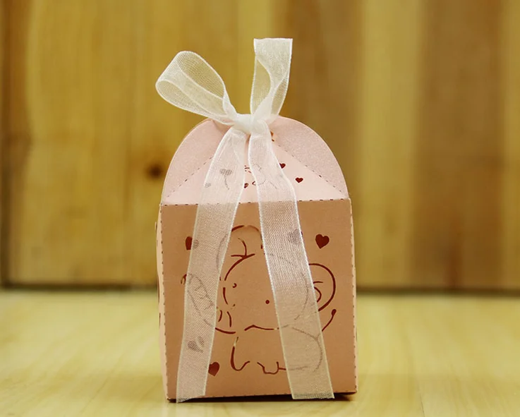 100 X горячая распродажа лазерная вырезанная белая/Розовая слон свадебные