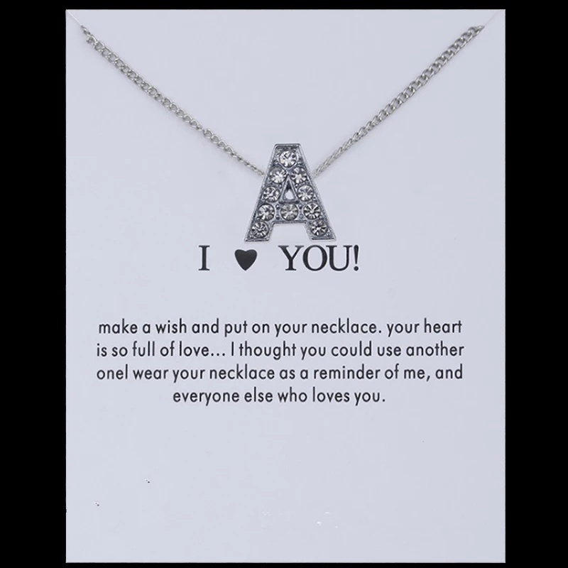 LNRRABC 26 Letters Jam Chain Love Alloy Crystal Women Simple Fashion Shine Rhinestone Necklace Silver 1PC New Charm Jewelry Gift | Украшения