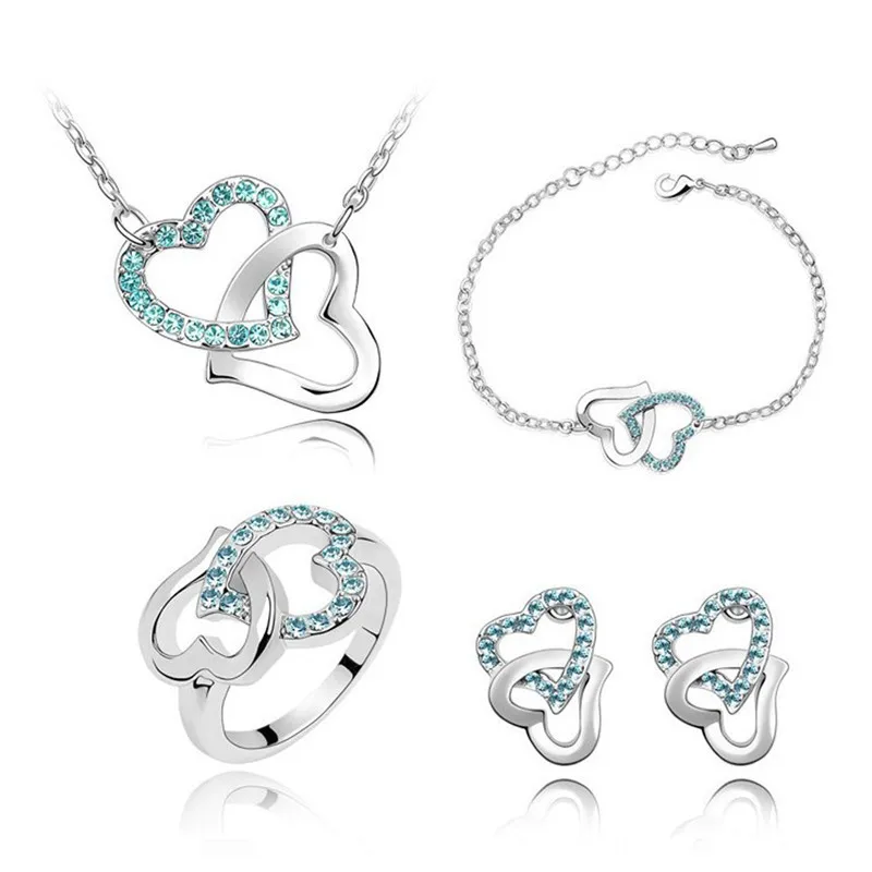 Оптовая продажа модные ювелирные изделия австрийские кристаллы двойное сердце