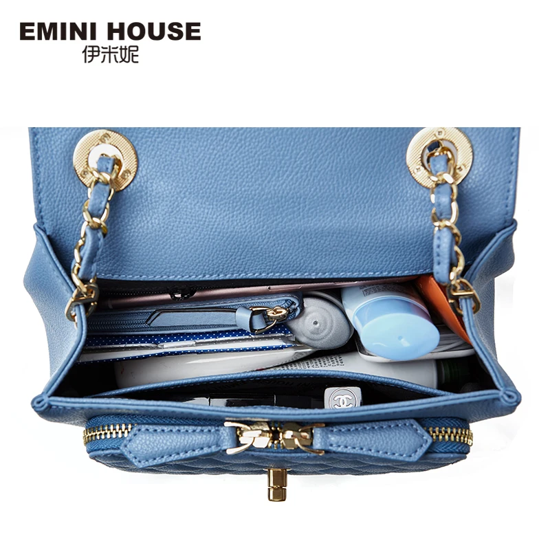 EMINI HOUSE ромбовидная решетка Лоскутная сумка Роскошные сумки женские дизайнерские
