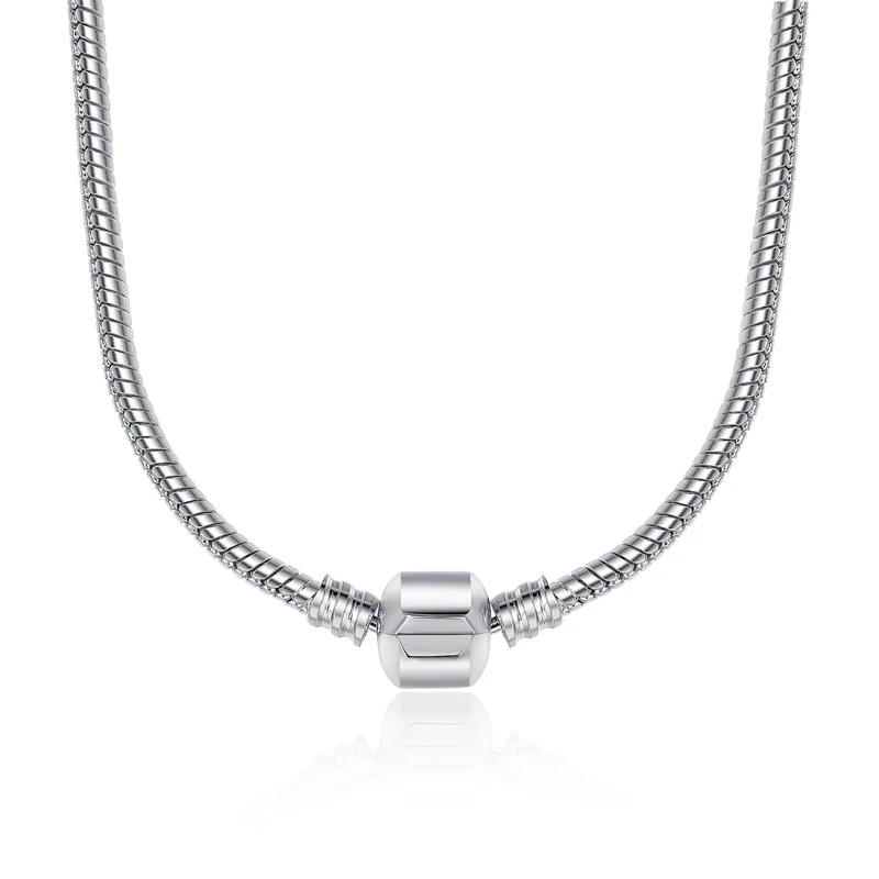 sliver plated 44cm ELESHE, 44 см, европейский стиль, золото и бусина серебряного цвета, Очаровательная подвеска, ожерелье, цепочка в виде змеи, ожерелье, оригинальное ювелирное изделие, ожерелье для женщин - Окраска металла: sliver plated 44cm
