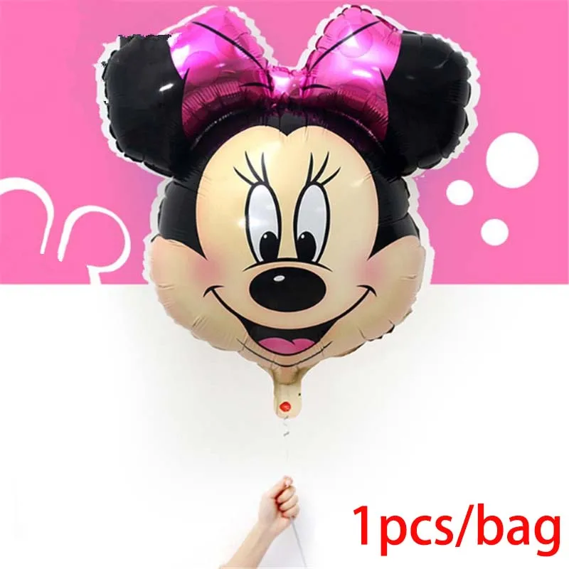 balloon 1pcs Минни Маус День Рождения украшения принадлежности Детская посуда скатерть соломинки чашки тарелки баннер сувениры подарки для маленьких девочек розовый - Цвет: balloon 1pcs