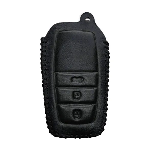 KUKAKEY кожаный чехол для ключа автомобиля для Toyota высокий посадочный Land Cruiser Riez RAV4 Camry Crolla Crown Prado автомобильный держатель для ключей - Название цвета: 3 Button Black