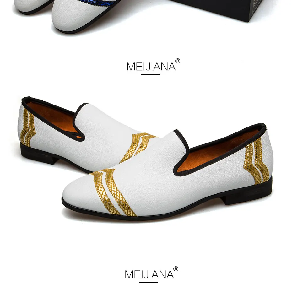 MEIJIANA Men Loafer Fashion Shoes Handmade Men's White Luxury Men Casual Loafers Wedding Shoes