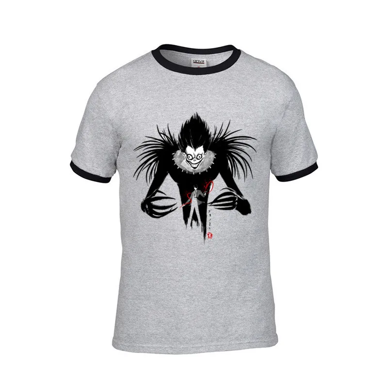 2018 забавные мужские футболки Shinigami Death Note черно белый хлопковый костюм Мужская