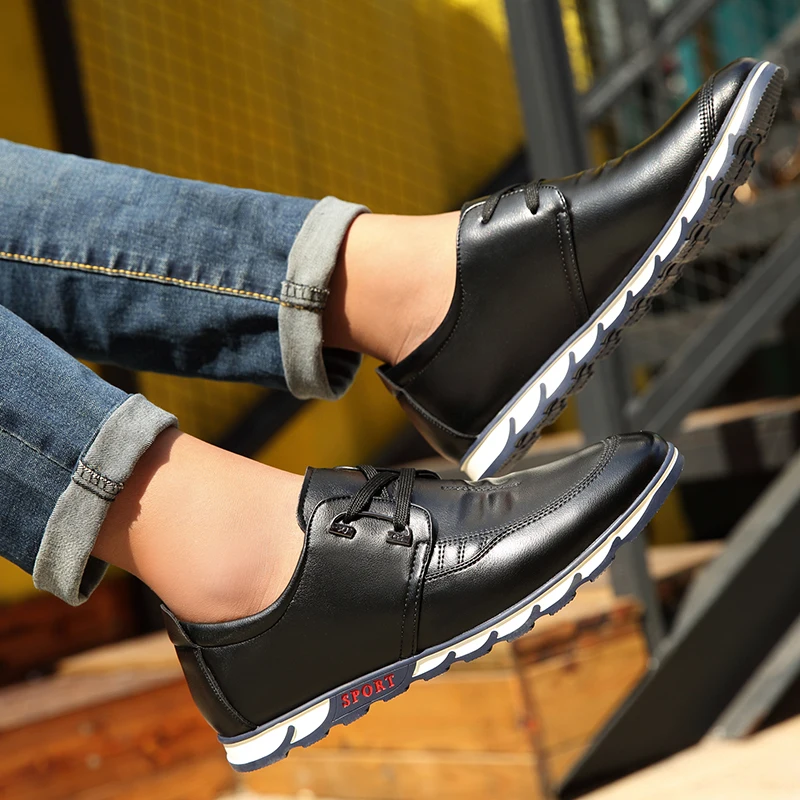 OSCO Leather Men Casual Shoes Autumn 2018 Breathable Soft Driving Men's Handmade Chaussure Homme Surface Loafers Flat | Обувь