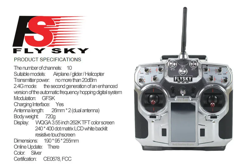 F16276/F16277 Flysky FS-i10 T6 2,4 г цифровой пропорциональный 10-канальный передатчик и приемник Системы 3,5" светодиодный Экран