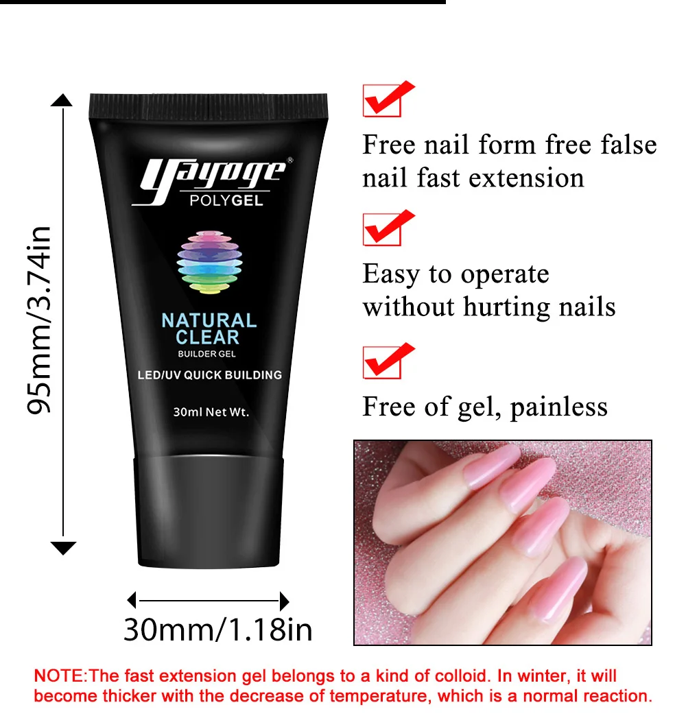 Yayoge Poly Gel Kit 18W Мини УФ LED Lamp Nail Builder Gel For расширение Лаки лак для ногтей полигель быстрый жесткий акриловый здания