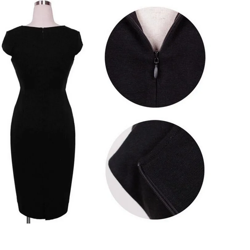 

YGYEEG Women Summer V Neck Dress Black And White Stripe Stitching Pencil Dresses Women Knee-Length Party Bodycon Dress Vestido