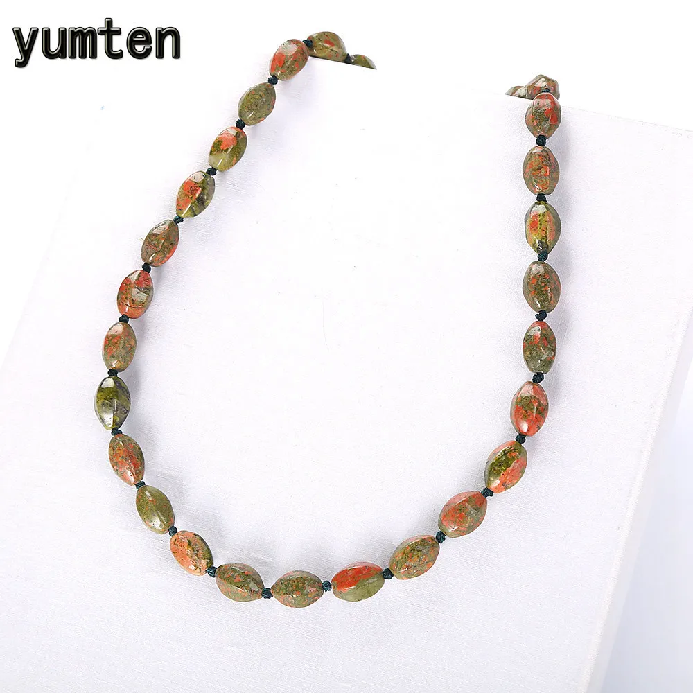 Yumten Unakite Necklaces Femme Short Sautoir Crystal Stone Jewelry Trendy Women Beaded Chains Anniversary Juwelen Geometric Rope | Украшения