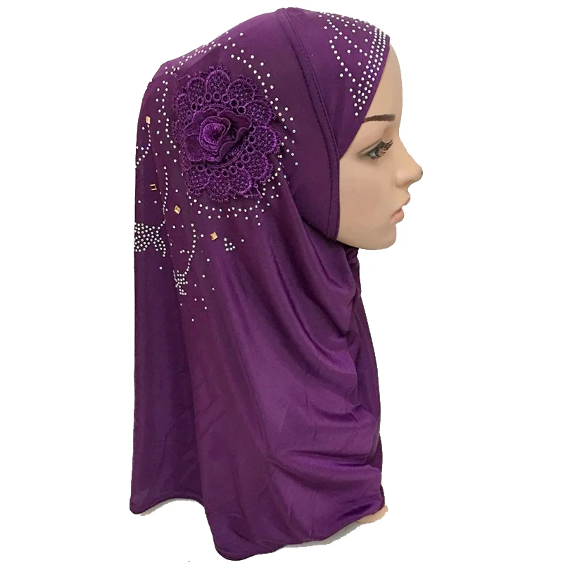 Новинка однотонный мусульманский тюрбан Женский хиджаб бриллианты вышивка