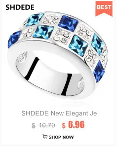 SHDEDE синий кристалл от Swarovski Шарм дизайнерское ювелирное модное обручальное кольцо для женщин-6871